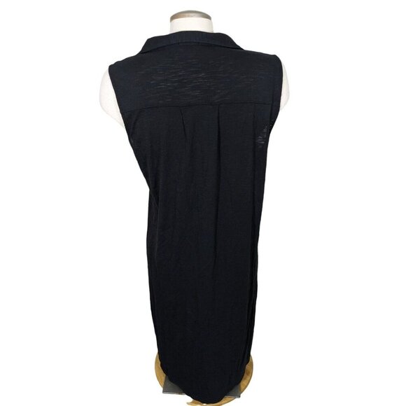 Womens XL Shirt Dress Black Sleeveless Knee Length Pima Cotton Blend Lilla P - Picture 4 of 7